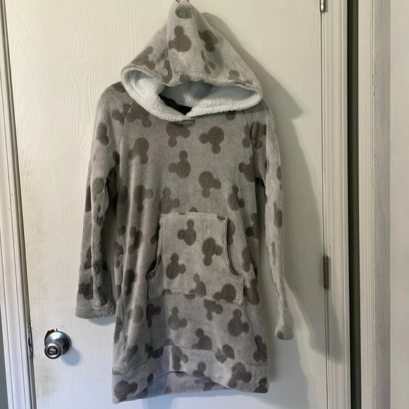 Disney Sweaters - Disney NWOT Mickey Mouse Print Plush Soft Fleece Long Hooded Sweater Size Small